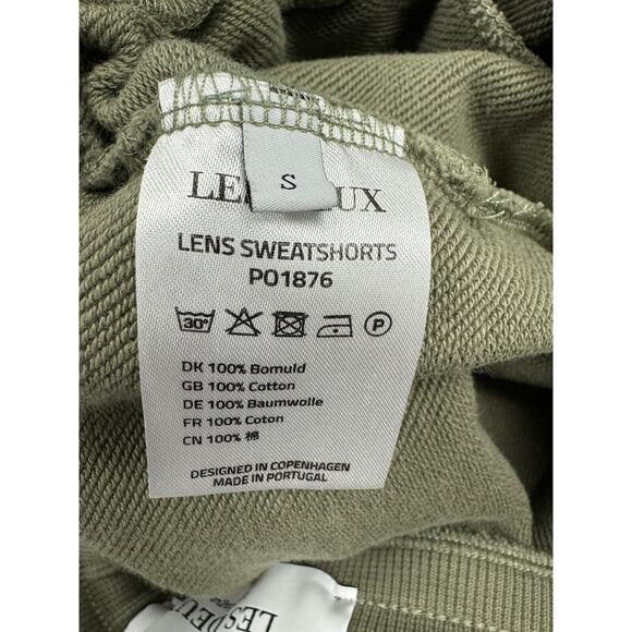 Les Deux Mens Shorts Lens Logo Branded Cotton Sweat Shorts in Olive Green Small - Picture 8 of 8